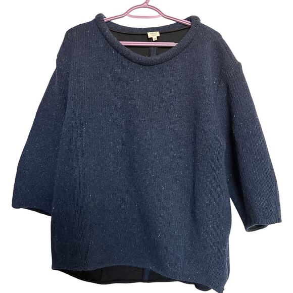 Aritzia Wilfred Italian Yarn Wool Blend Sweater NavyZip Back Med Dark Academia - Picture 2 of 9